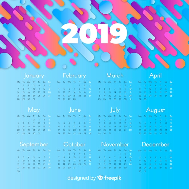 Modern 2019 calendar template