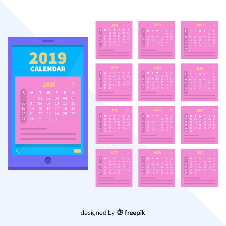 무료 Vector 현대 2019 달력 템플릿
