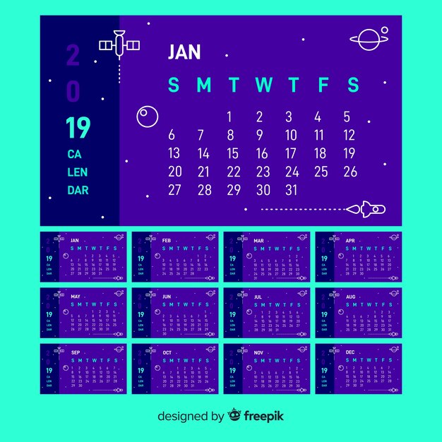Modern 2019 calendar template