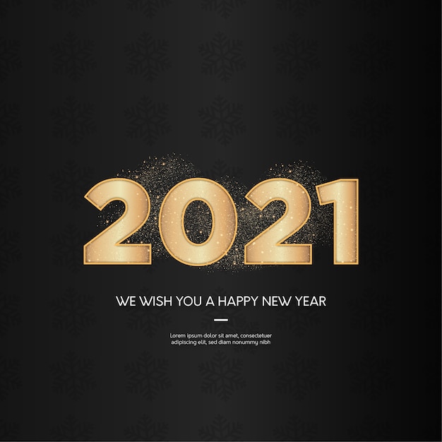 Modern 2021 happy new year background with realistic golden numbers