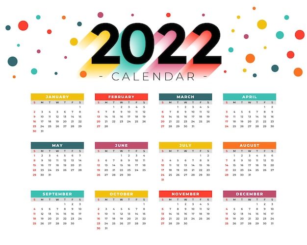 Modern 2022 new year calendar design template