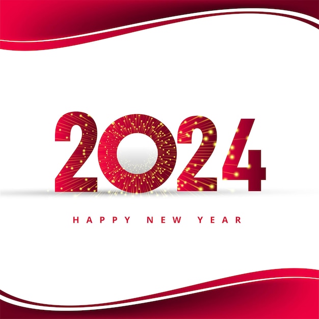 Free vector modern 2024 new year with wave greeting card holiday design