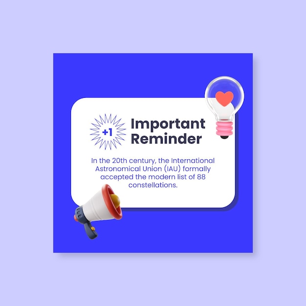 Modern 3d reminder instagram post template