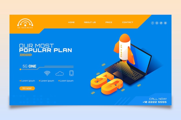 Free vector modern 5g landing page template