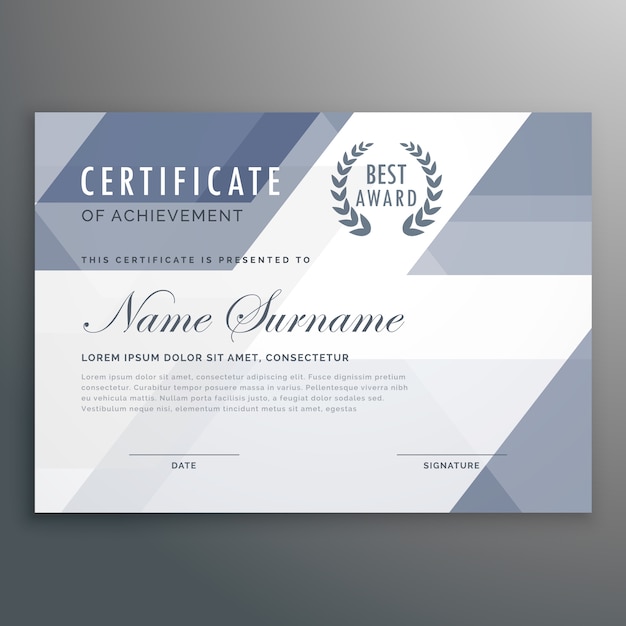 Vettore gratuito disegno geometrico del certificato del premio del certificato