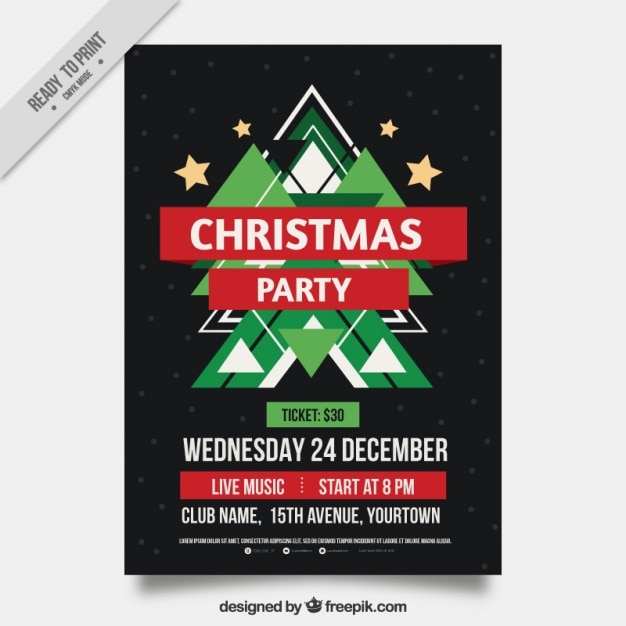 Free vector modern abstract christmas party brochure