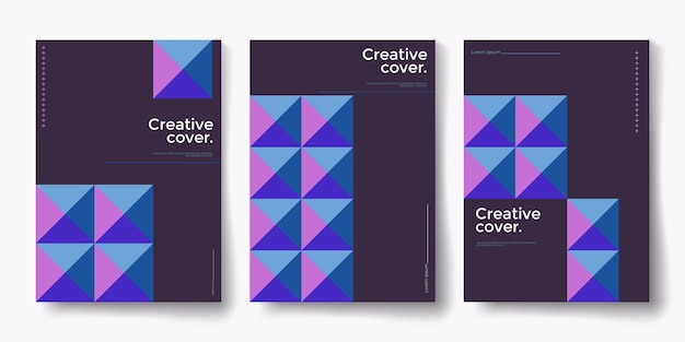 Modern abstract covers set minimal covers design Colorful geometric background vector illustration