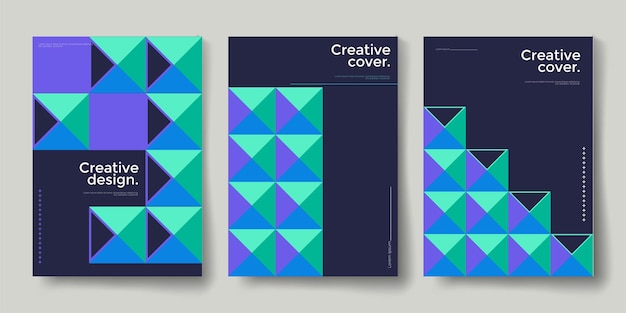 Modern abstract covers set minimal covers design colorful geometric background vector illustration