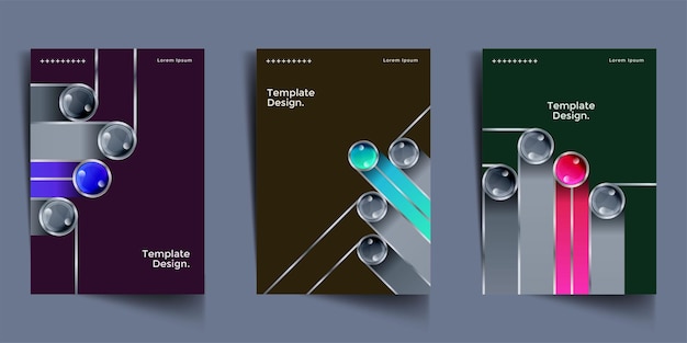 Vettore gratuito moderne copertine astratte impostano un design minimale delle copertine illustrazione vettoriale di sfondo geometrico colorato