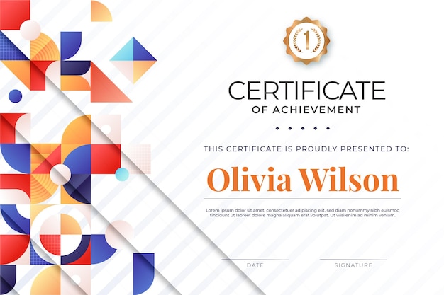 Free vector modern abstract design of certificate template