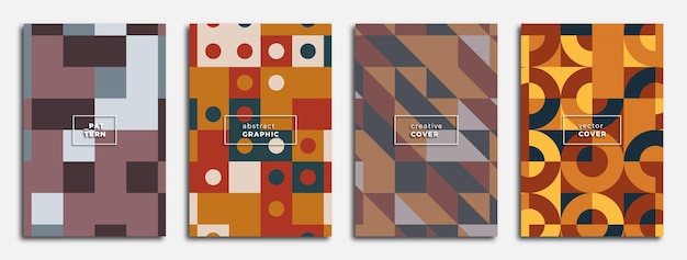 Modern abstract geometric posters set with colorful geometric patterns