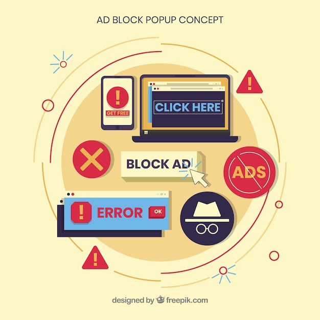 Бесплатное векторное изображение Современная концепция рекламного блока с плоским дизайном