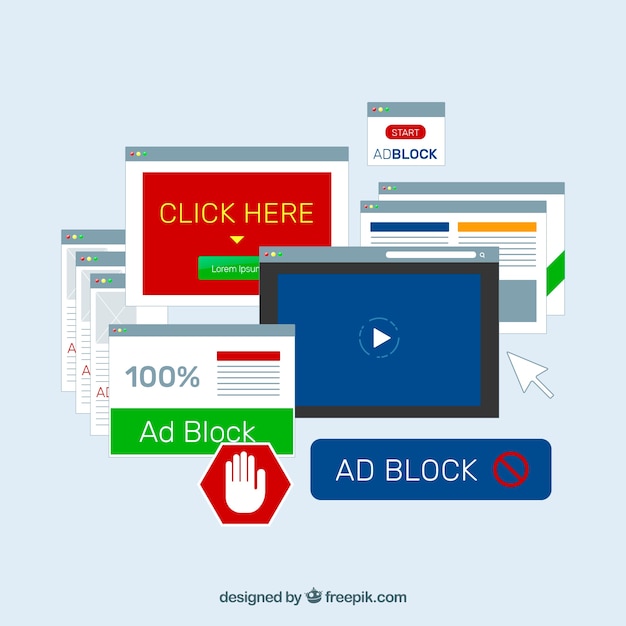 Modern ad block concept with flat design