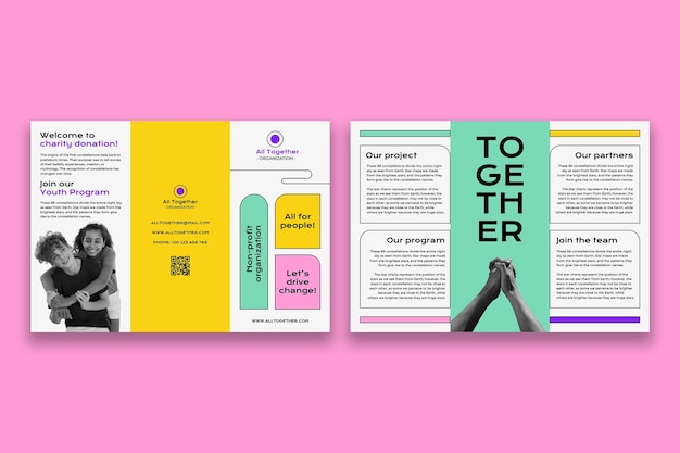 Free vector modern all together non-profit brochure