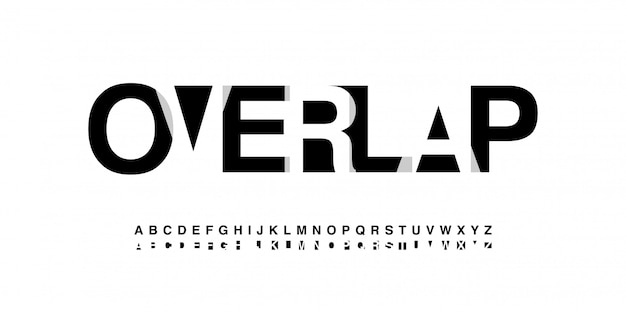 Modern alphabet font overlap style