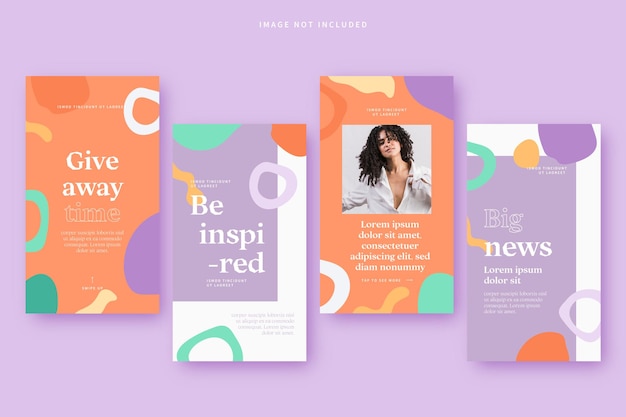 無料ベクター モダンでカラフルなインスタグラムストーリーセット