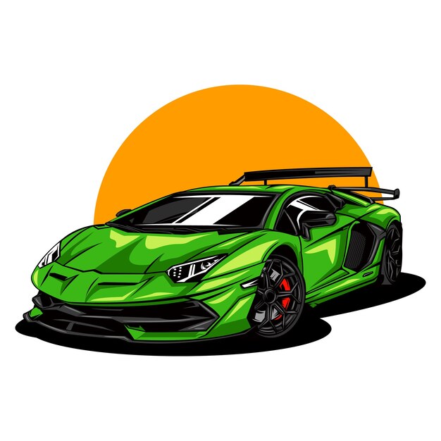 現代とスポーツカーのイラスト プレミアムベクター