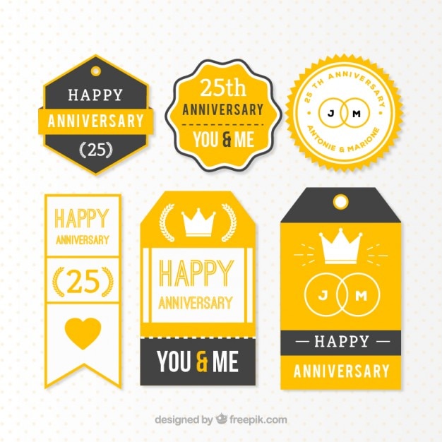 Free vector modern anniversary badges