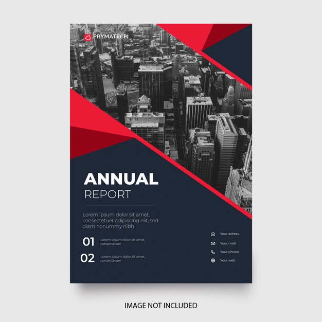Modern Annual Report Template with Red Shapes
