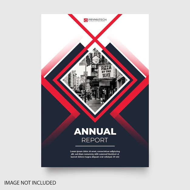 Modern annual report with abstract shapes