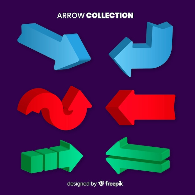 Modern arrow collection with 3d style