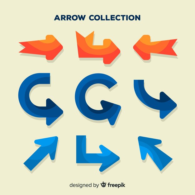 Modern arrow collection with flat design