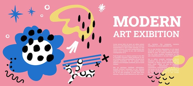 Vettore gratuito invito all'esposizione di banner per mostre d'arte moderna