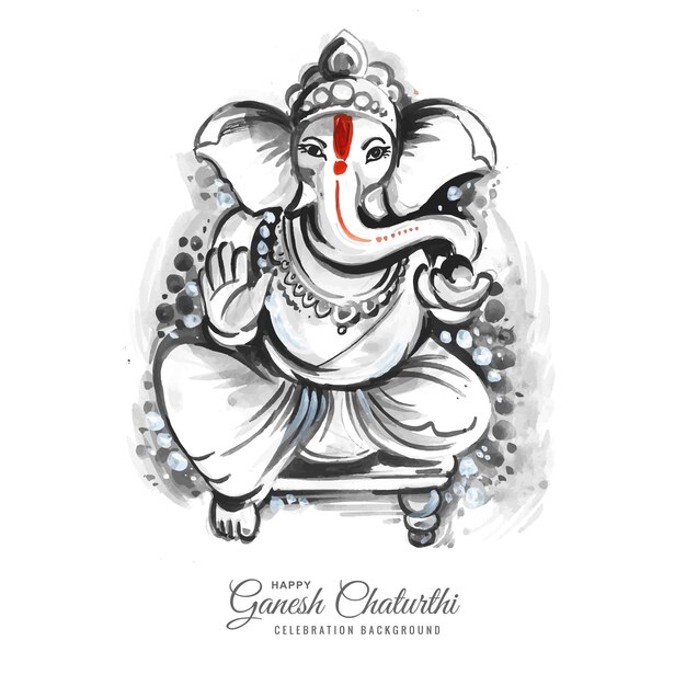 Modern artistic happy ganesh chaturthi celebration card background