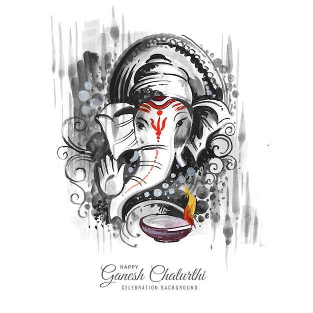 Modern artistic happy ganesh chaturthi celebration card background