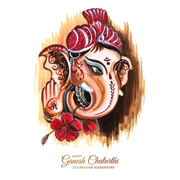 Modern artistic happy ganesh chaturthi festival card background