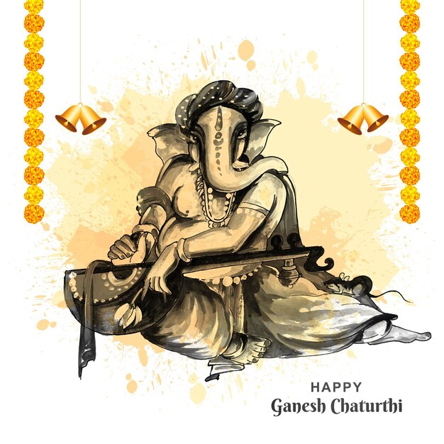 Fondo artistico moderno della carta di festival di ganesh chaturthi felice