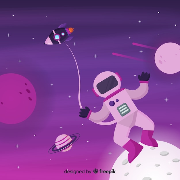 Free vector modern astronaut character with flat design