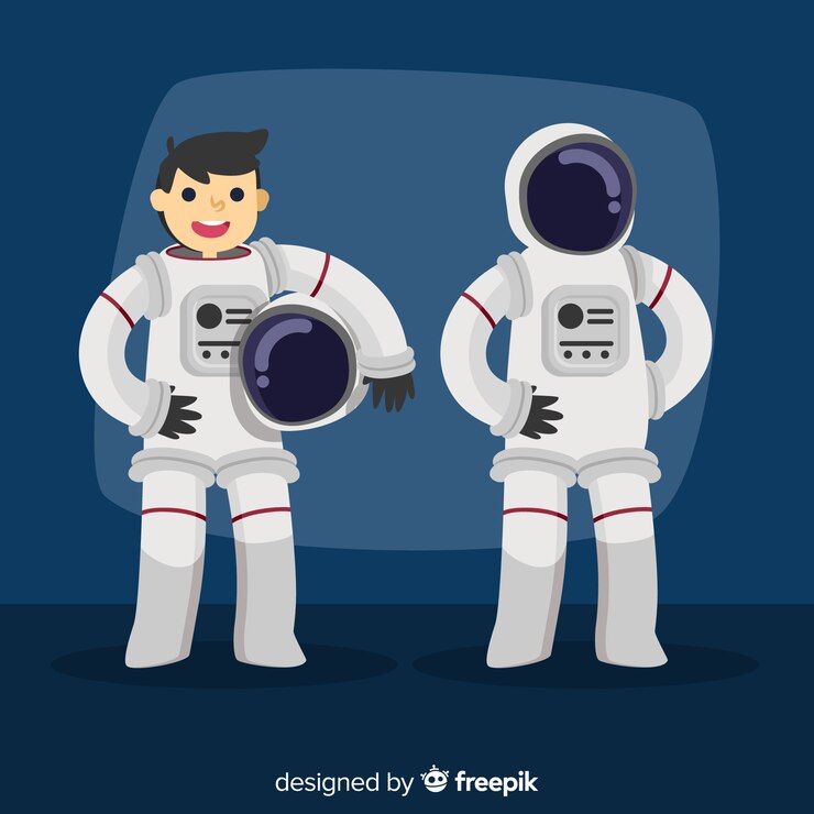 무료 Vector 평면 디자인으로 현대 우주 비행사 캐릭터