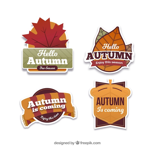 Collezione moderna di badge autunnale