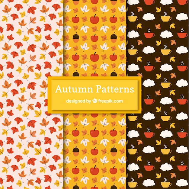 Free vector modern autumn pattern collection