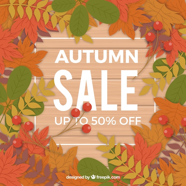 Modern autumn sale with flat design