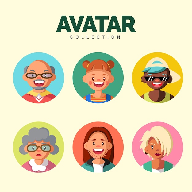 Free vector modern avatar collection with colorful style