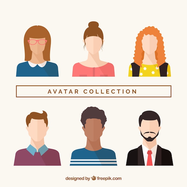 Modern avatar collection with flat design