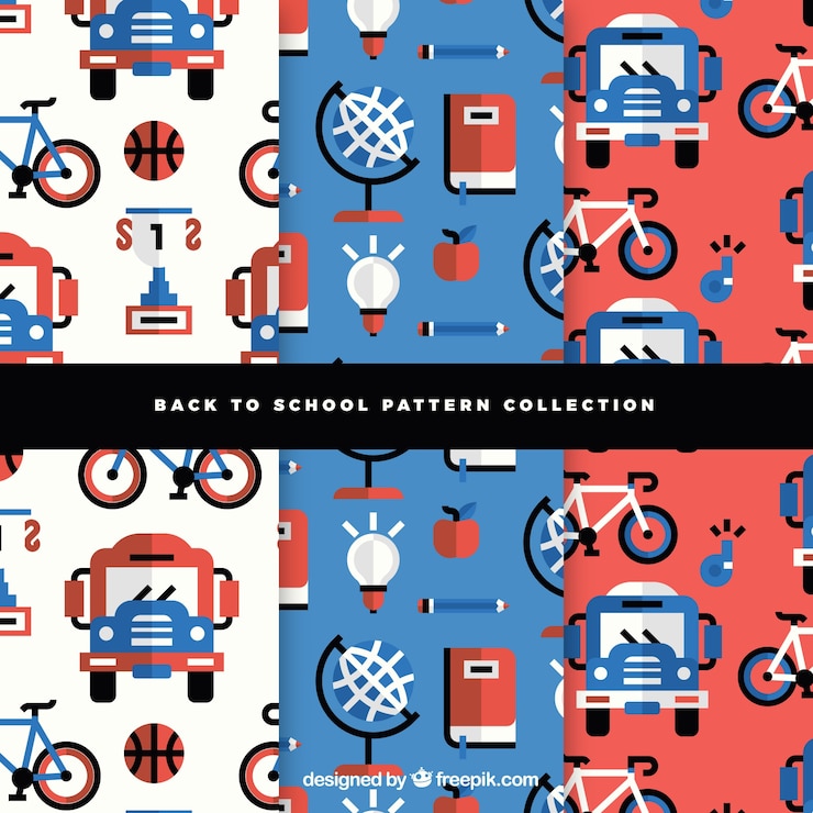 Free Vector modern back to school pattern collection