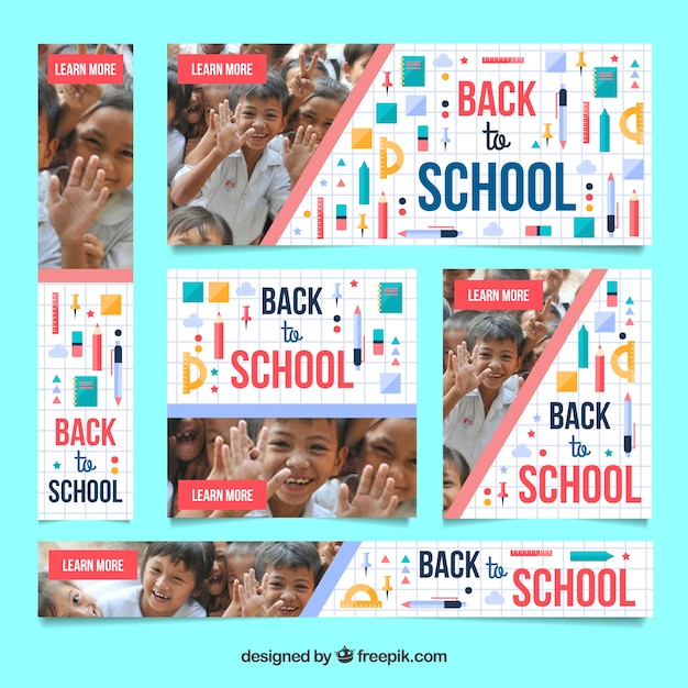 Free vector modern back to school web banners