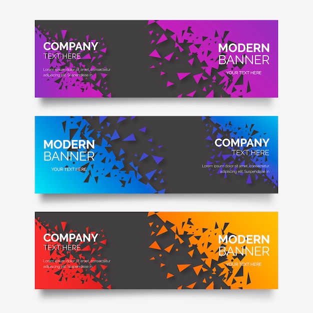 Modern banner collection with broken abstract shapes