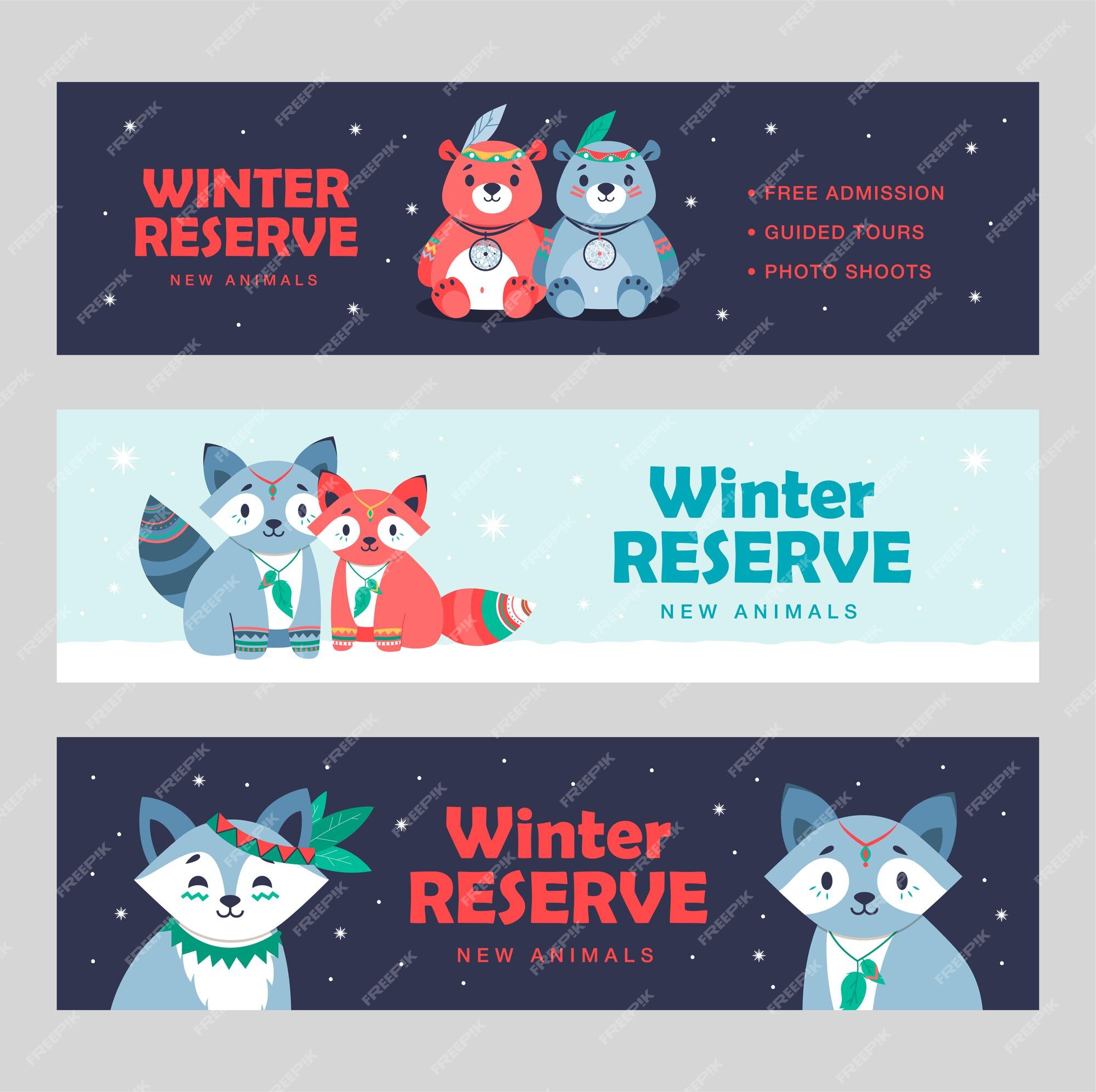 Free Vector | Modern banner designs with lovely cute animals. brochures for native american hotel Free Vector | Modern banner designs with lovely cute animals. brochures for native american hotel