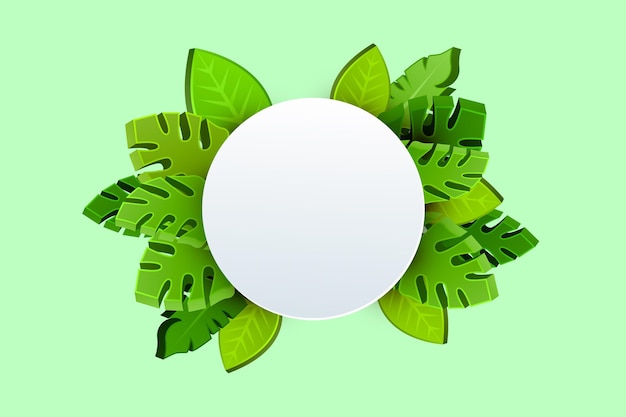 Modello di banner moderno con foglie verdi in 3d