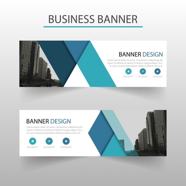 Modern banner with blue geometric shapes