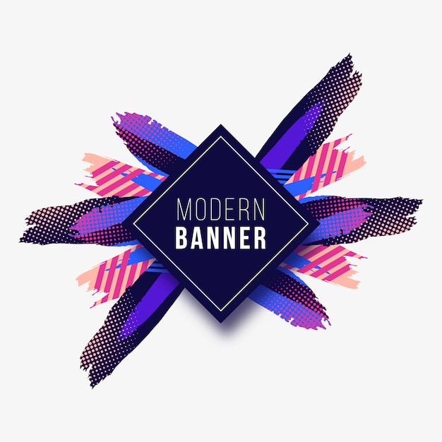 Free vector modern banner with colorful strokes