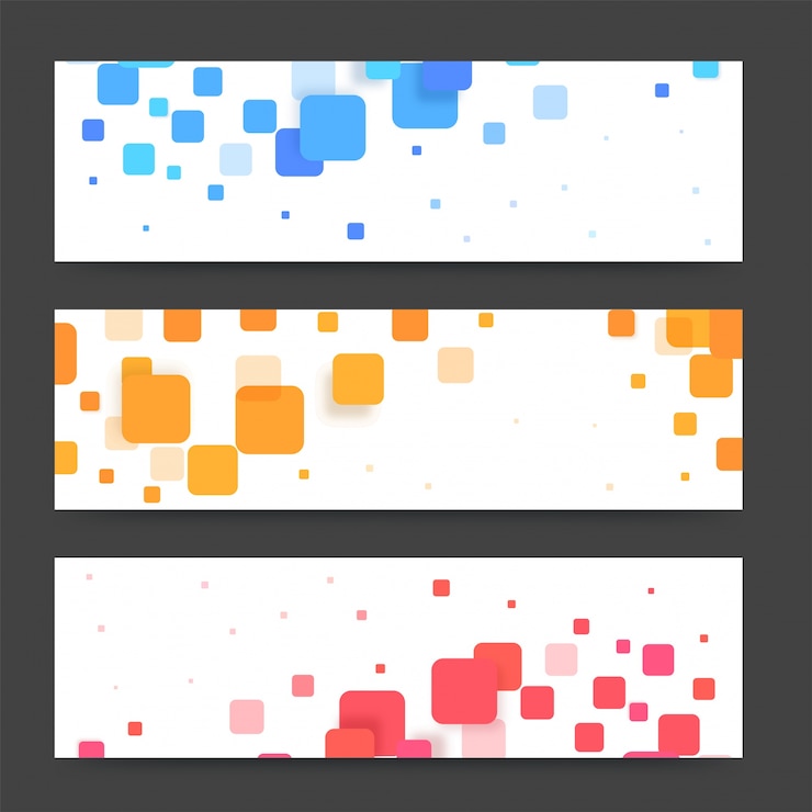 Free Vector  modern� banners or headers with colorful squares. vector banners ready for your text or design. 