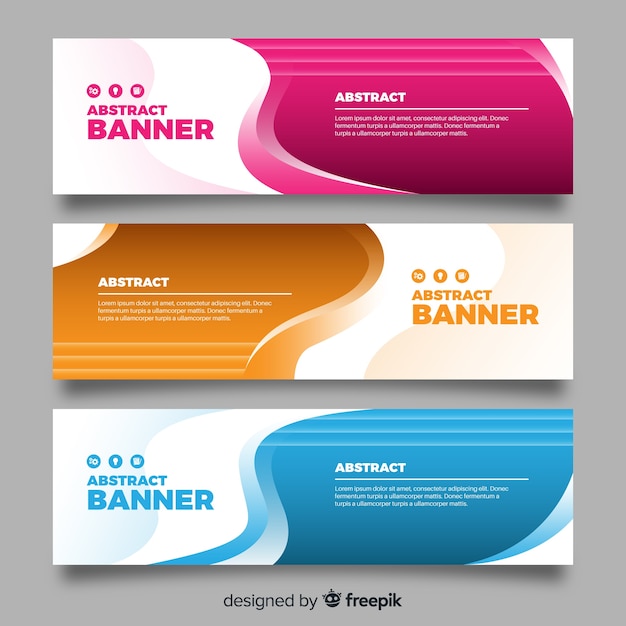 Free vector modern banners with abstract wavy shapes