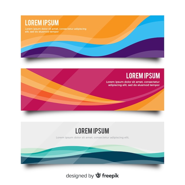 Free vector modern banners with abstract wavy shapes