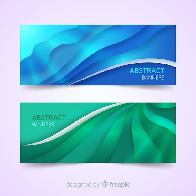 Modern banners with colorful wavy shapes