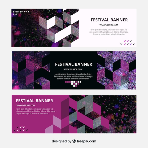 Modern banners with geometric shapes